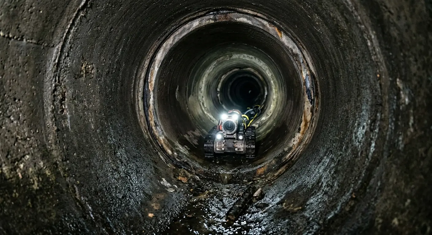 Robotic sewer camera inspecting pipe interior for Sewer Line Cleaning in Alhambra